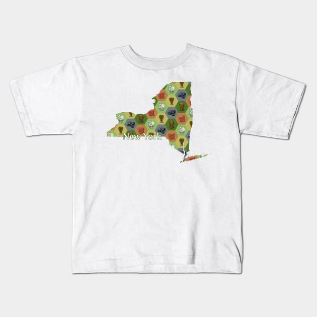 New York State Map Board Games Kids T-Shirt by adamkenney